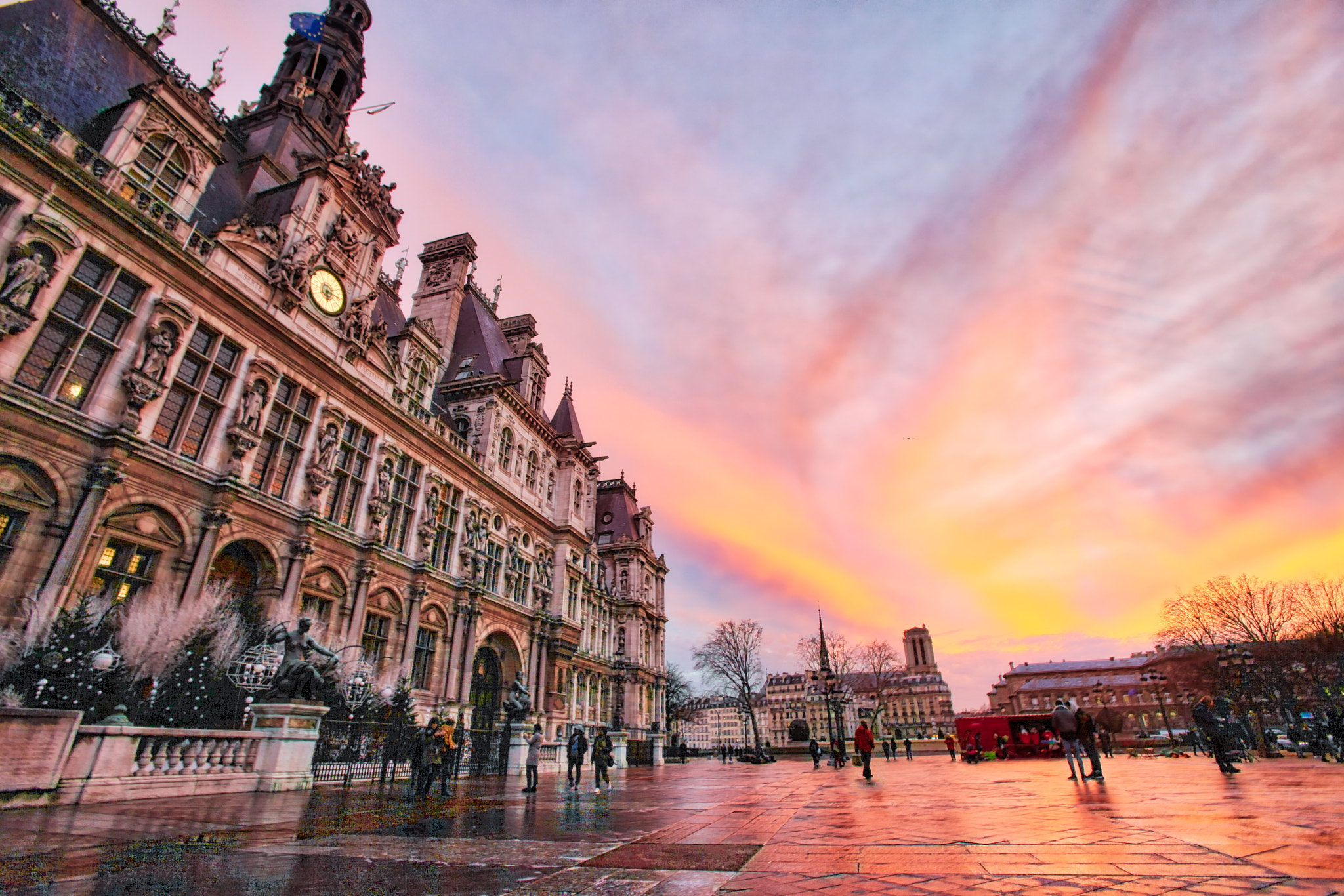 Canon EOS 5D Mark II + Canon EF 16-35mm F2.8L USM sample photo. Dramatic sky over paris (hotel de ville) photography