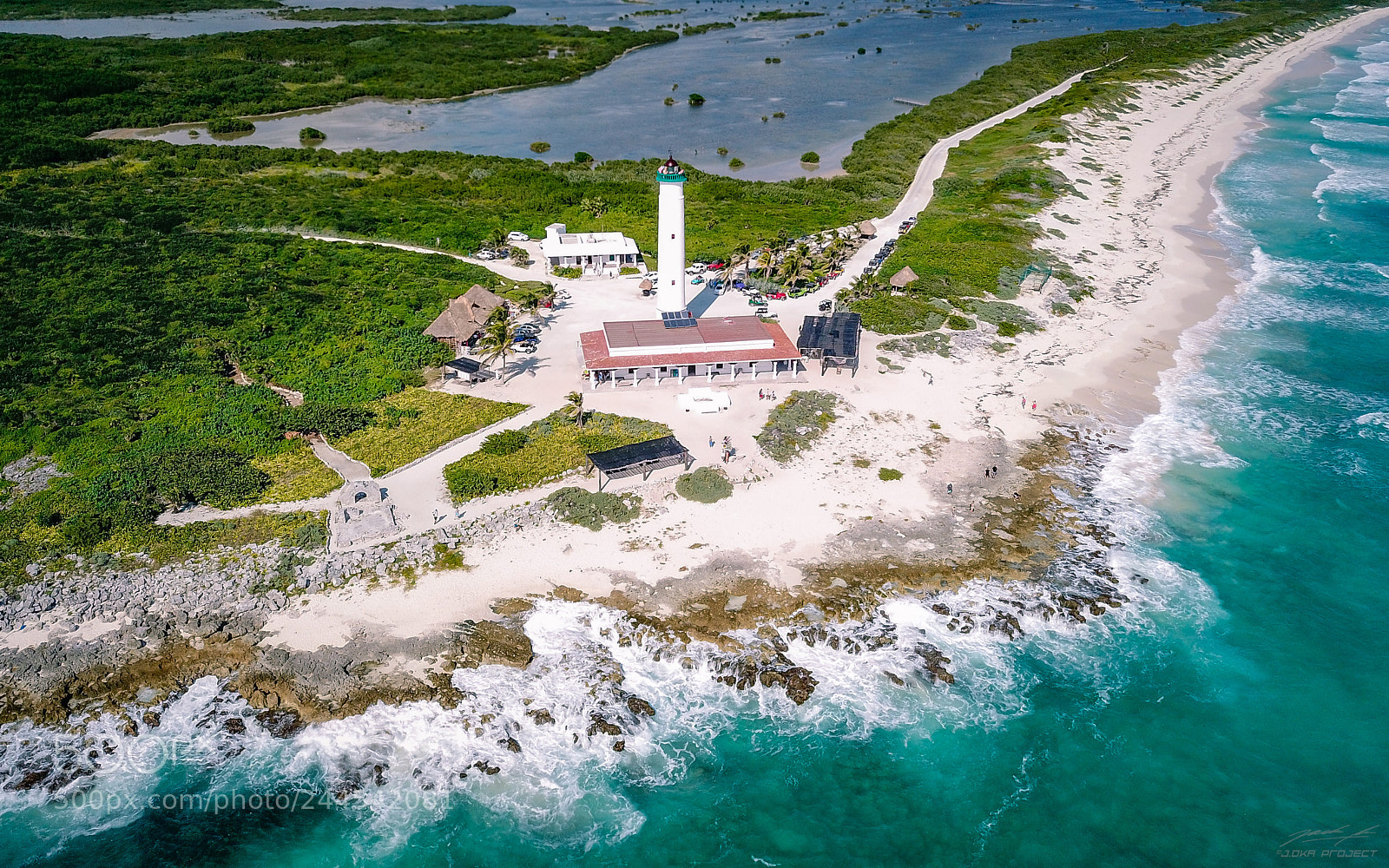 DJI FC220 sample photo. Lighthouse by the beach photography