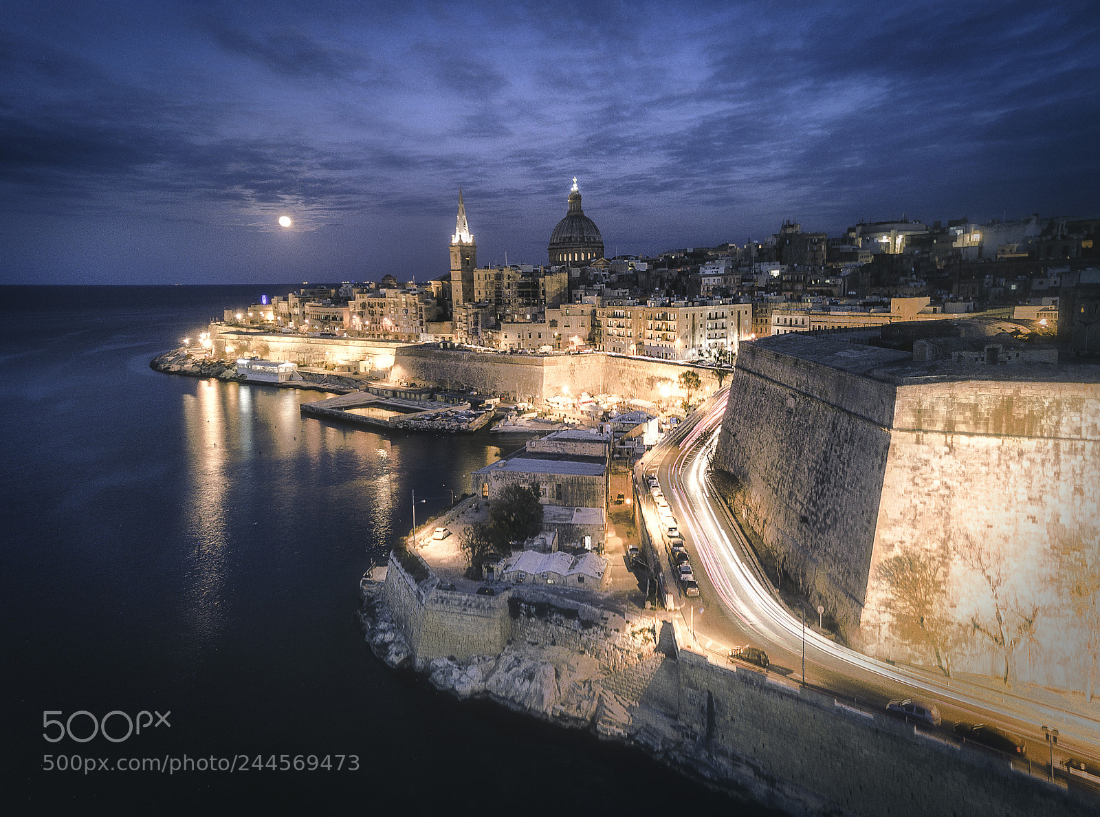 DJI FC220 sample photo. Valletta moon photography