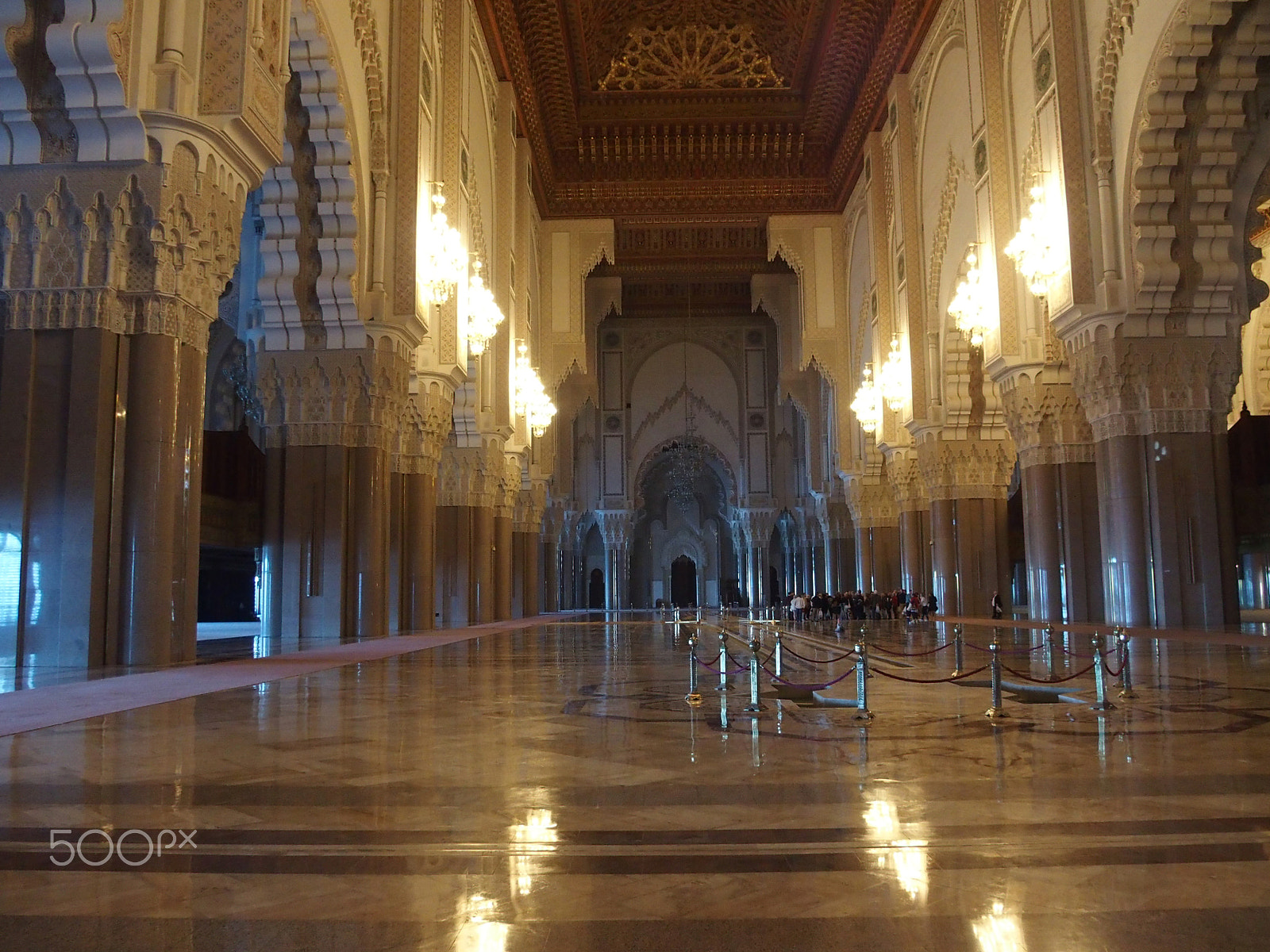 Olympus STYLUS1 sample photo. Interior of grande mosquee hassan ii, lights reflection on the floor. photography