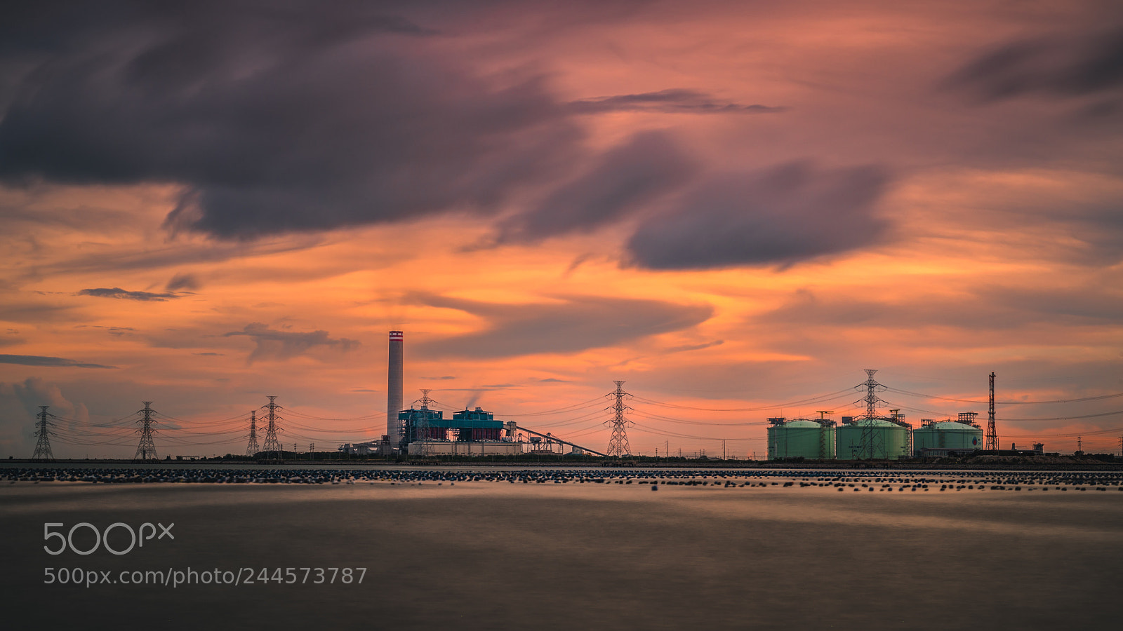 Nikon D800 sample photo. Sunset with coal power photography