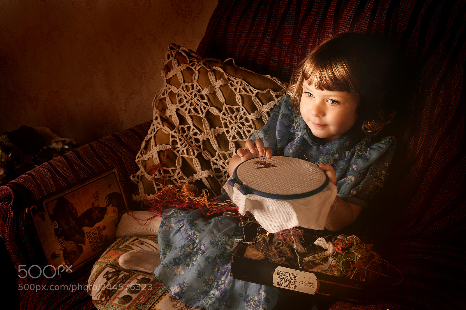 Nikon D300 sample photo. Little girl with needlework. photography