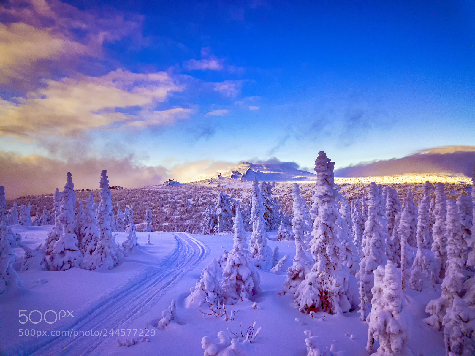 DJI FC220 sample photo. Sunset at snowy mountain photography