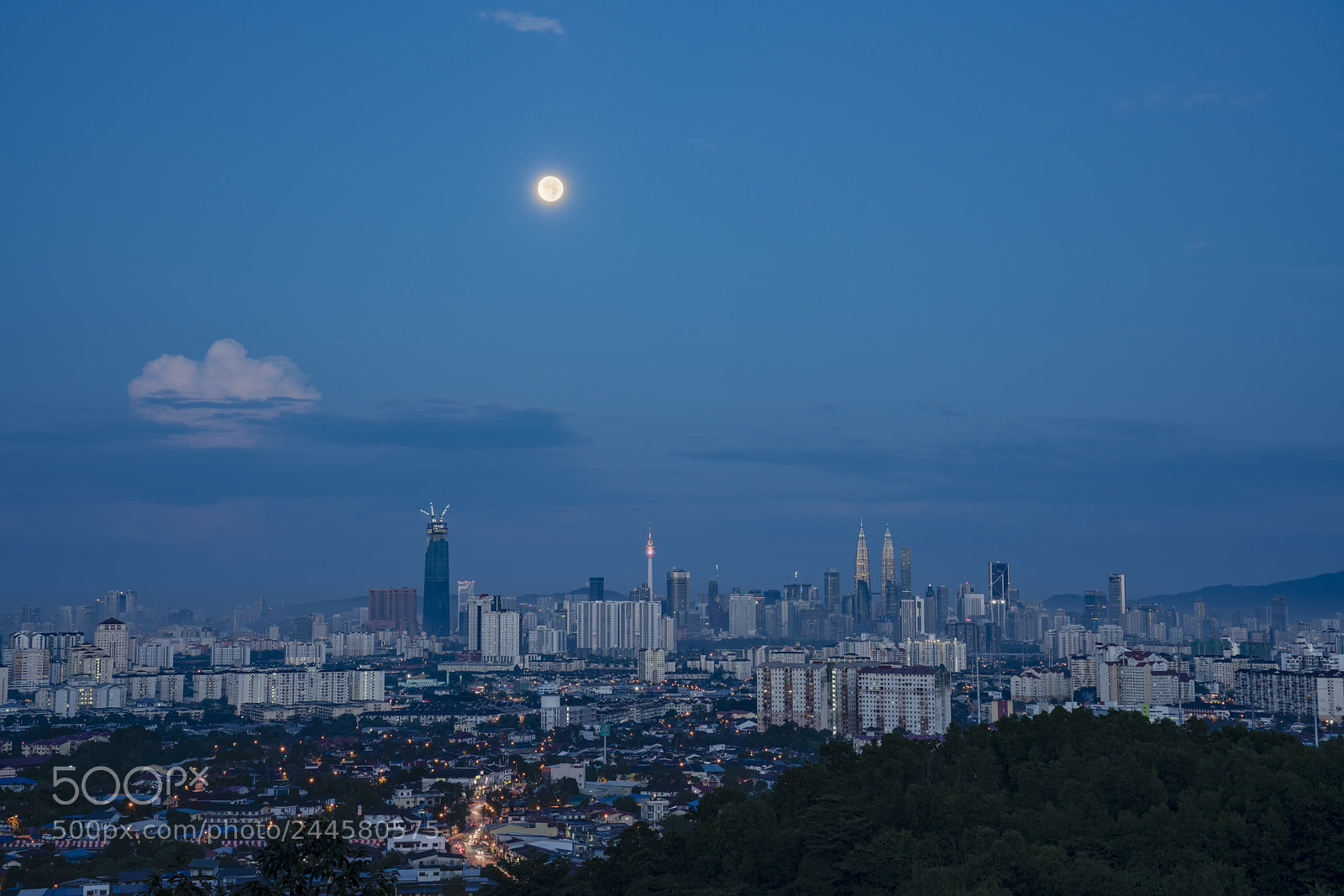 Sony a7R II sample photo. Kuala lumpur with supermoon photography