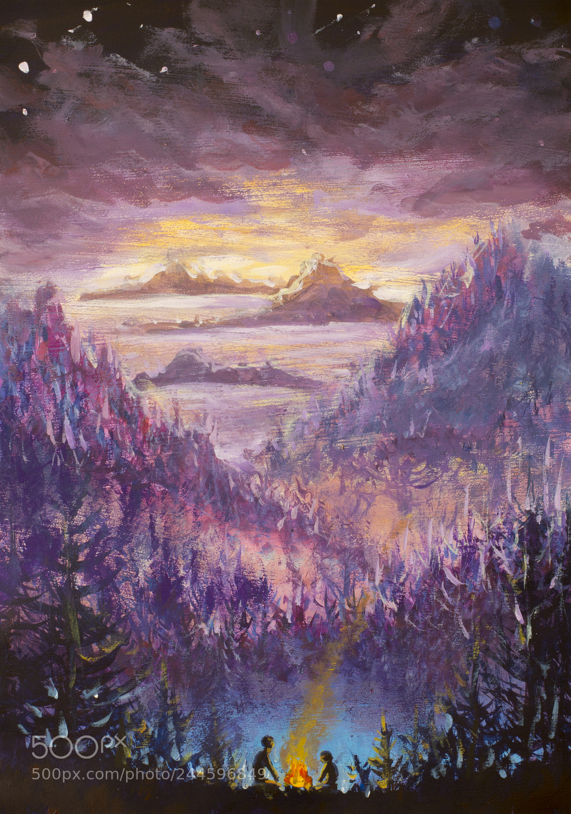 Canon EOS 60D sample photo. Painting of violet mountains photography