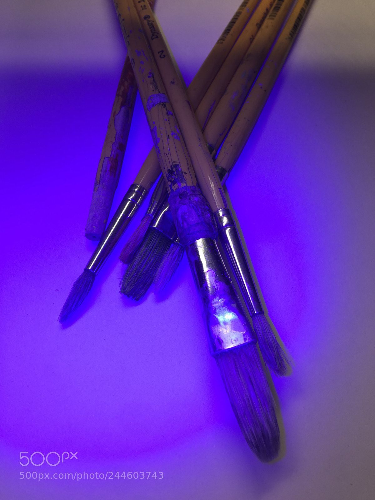Apple iPhone 6 Plus sample photo. Paint brushes under blue photography