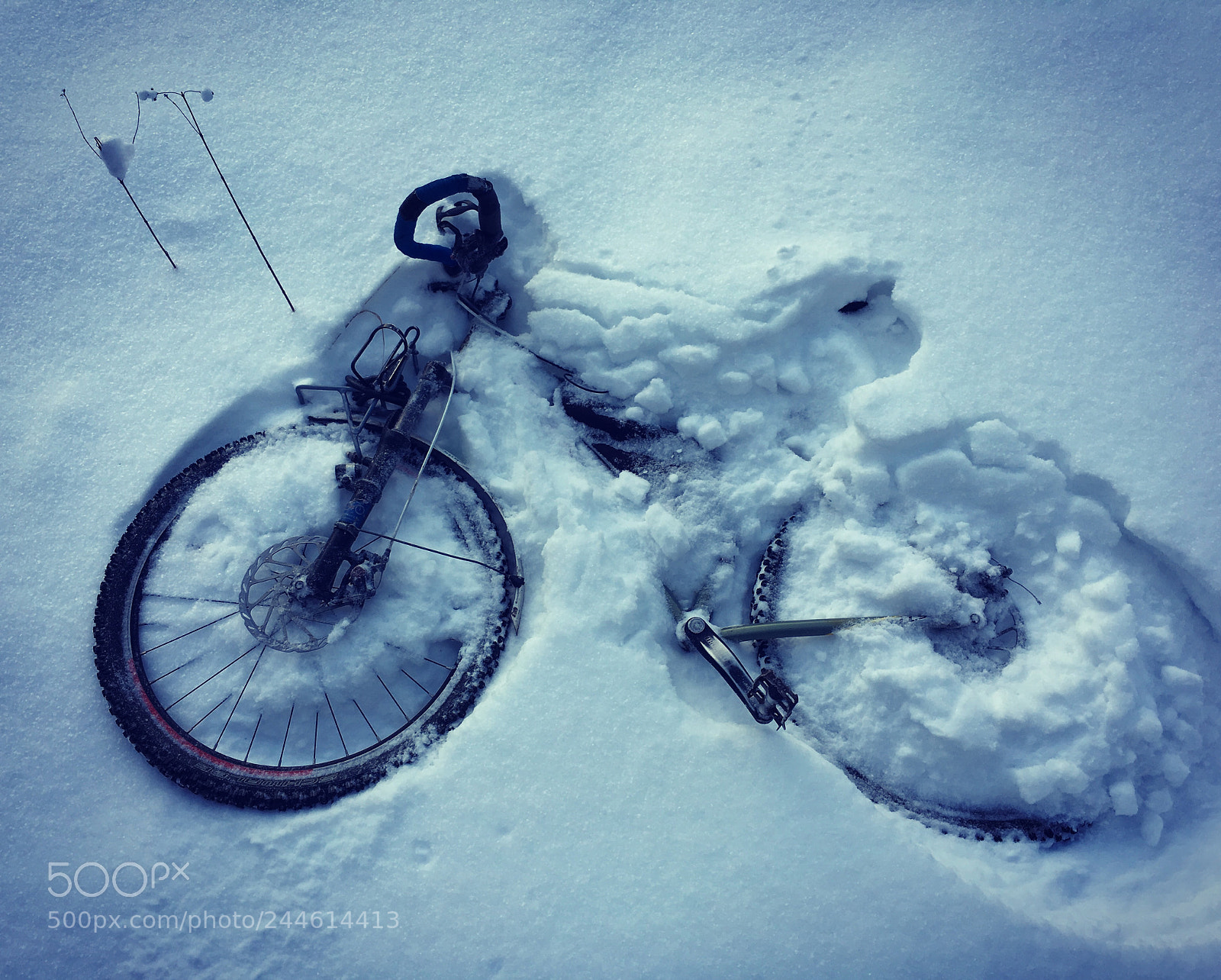Apple iPhone 6s Plus sample photo. Bicycle in snow photography
