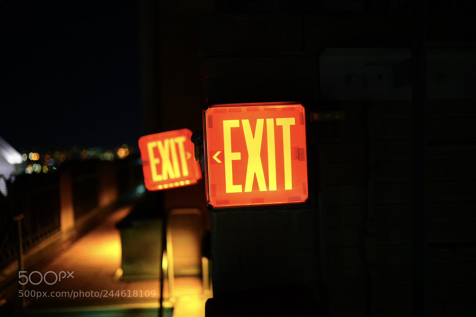 Sony a7R II sample photo. Double exit sign photography