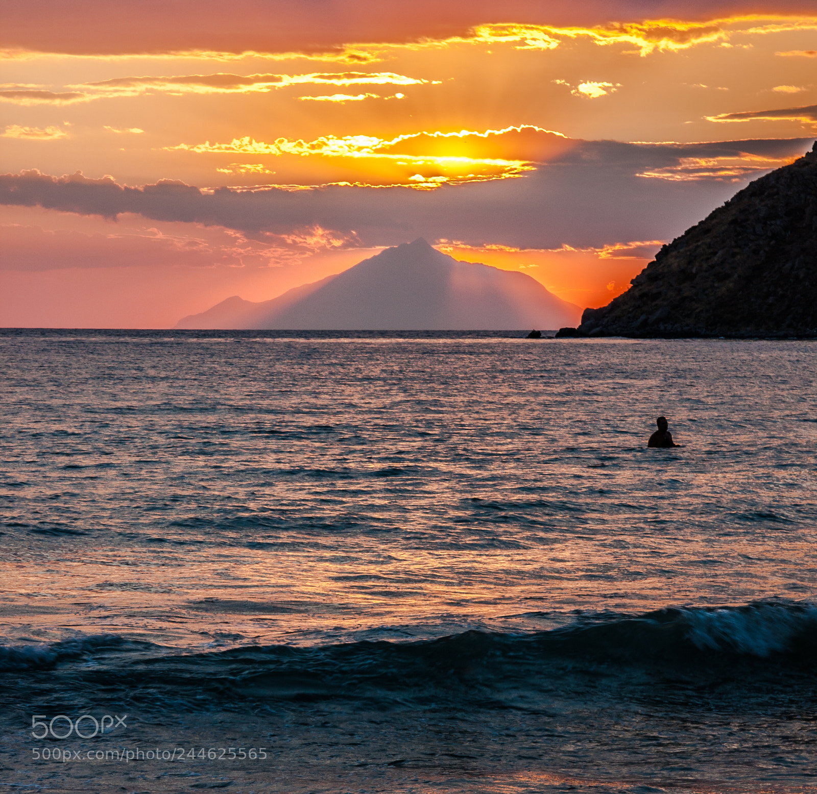 Canon EOS 40D sample photo. Sunset dip myrina town photography