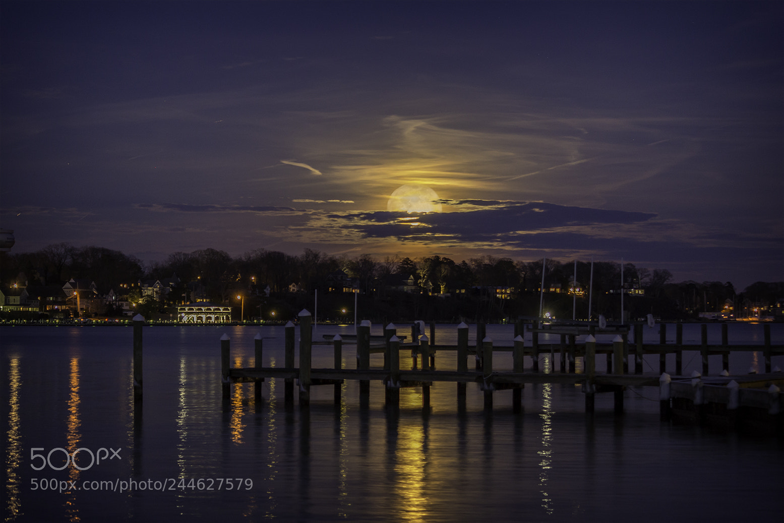 Canon EOS 60D sample photo. Full moon over island photography
