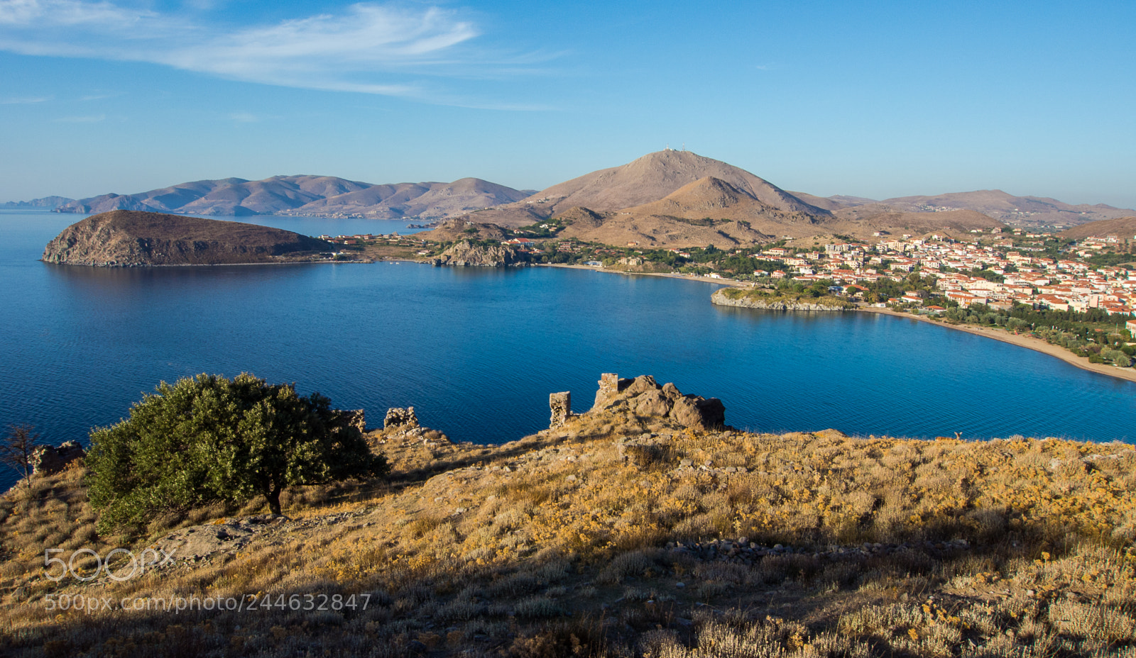 Olympus OM-D E-M5 sample photo. View from myrina castle photography