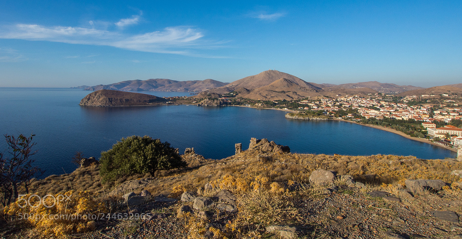 Olympus OM-D E-M5 sample photo. View from myrina castle photography