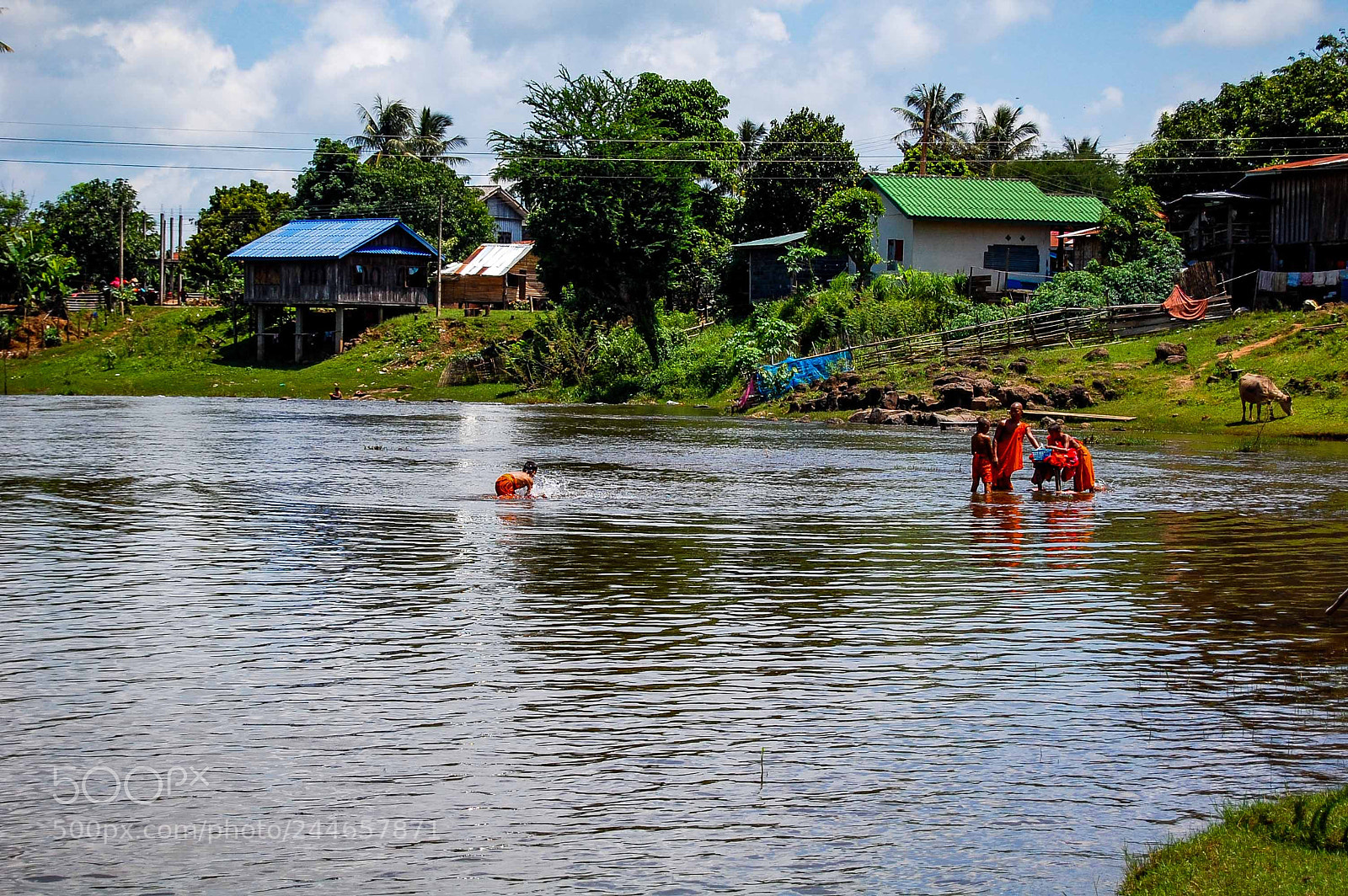Nikon D40 sample photo. Monks on the river photography