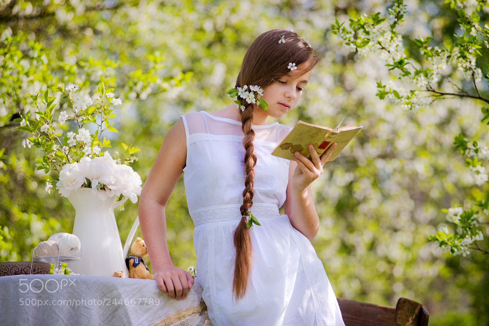 Nikon D800 sample photo. Girl flowered garden cherry photography