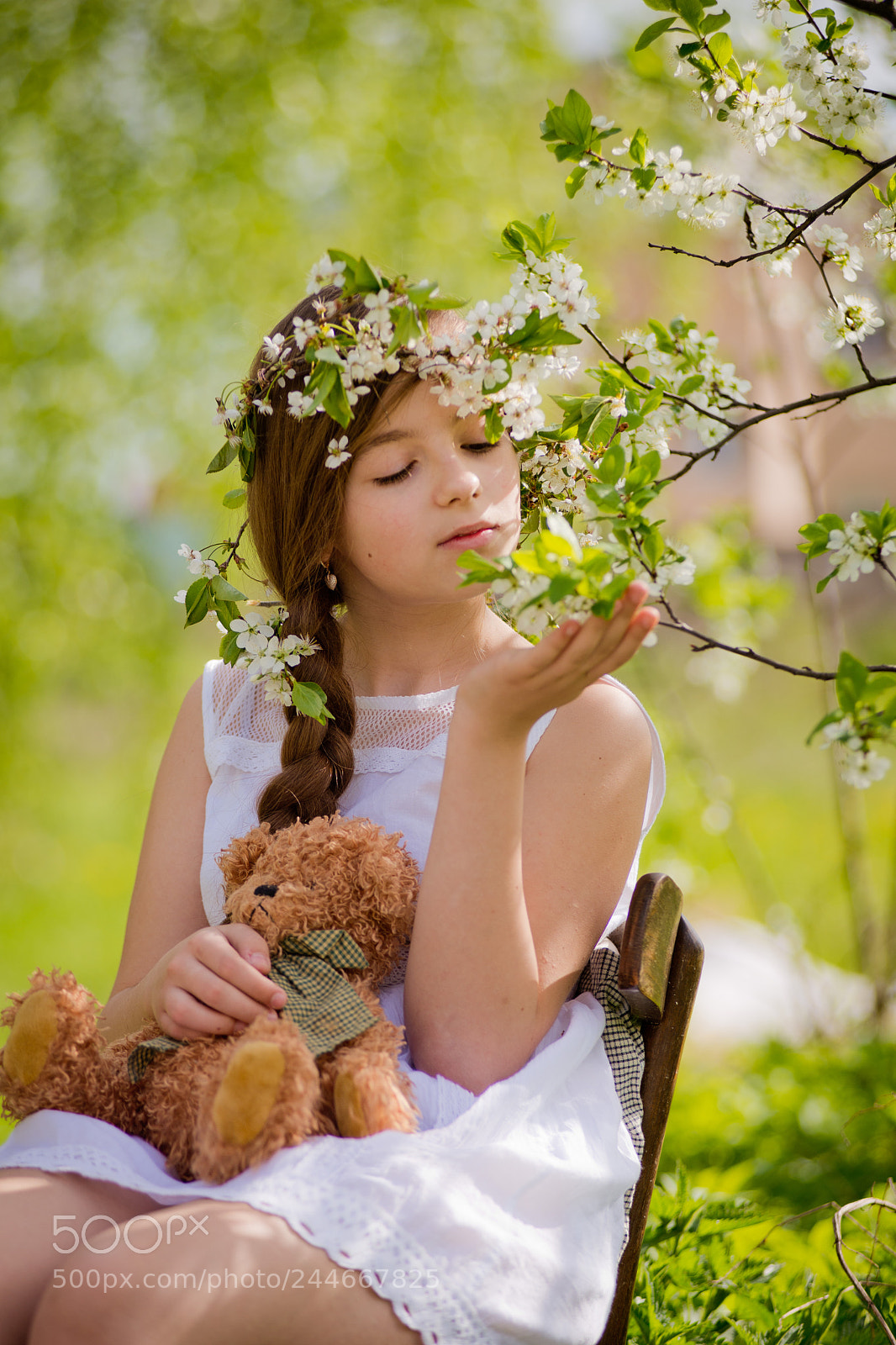 Nikon D800 sample photo. Girl flowered garden cherry photography