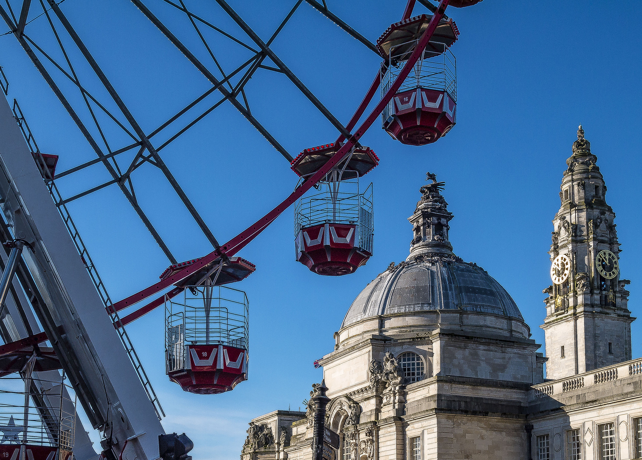 Panasonic Lumix DMC-GF5 sample photo. Cardiff civic centre & big wheel photography