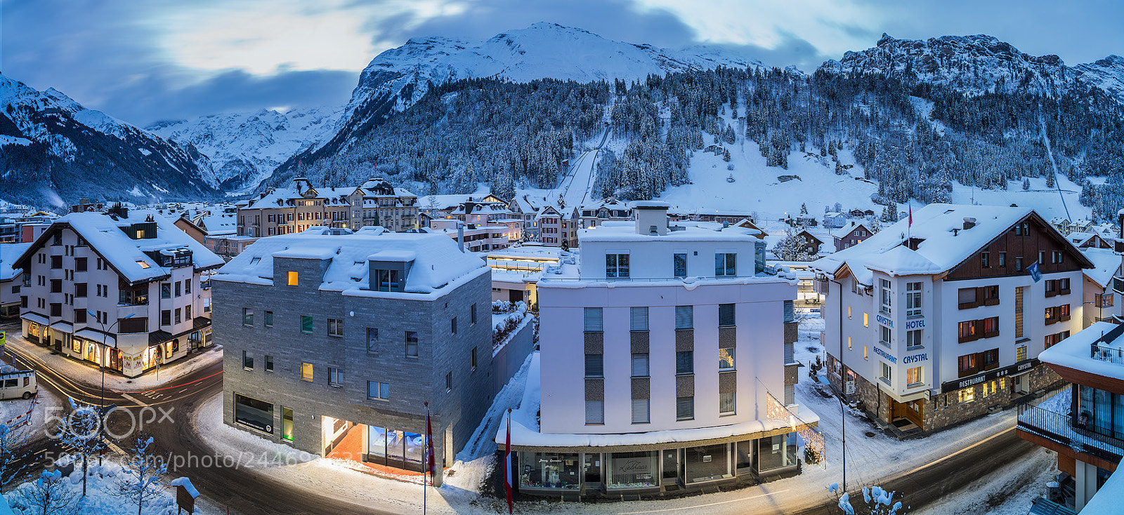 Sony a7R III sample photo. Snowy mountain town photography