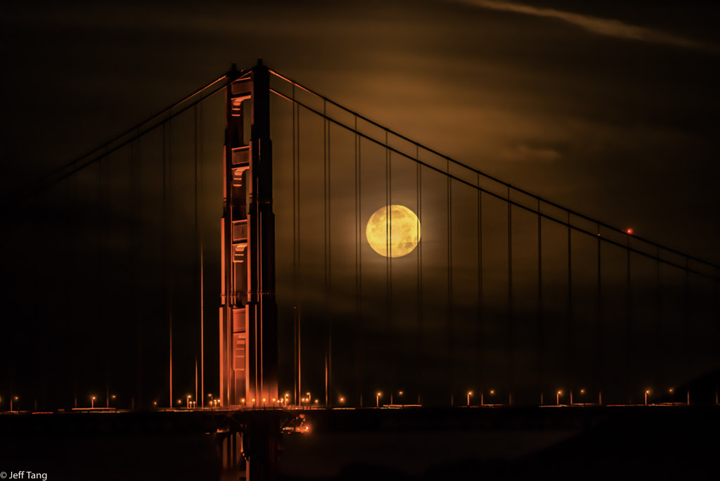Golden Gate Bridge Moon Set by Jeff Tang on 500px.com