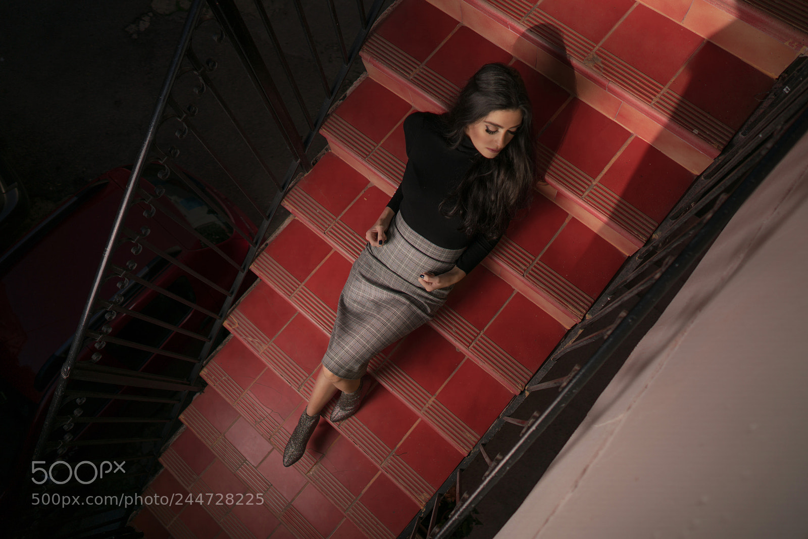 Sony a7R II sample photo. Girl on staircase photography