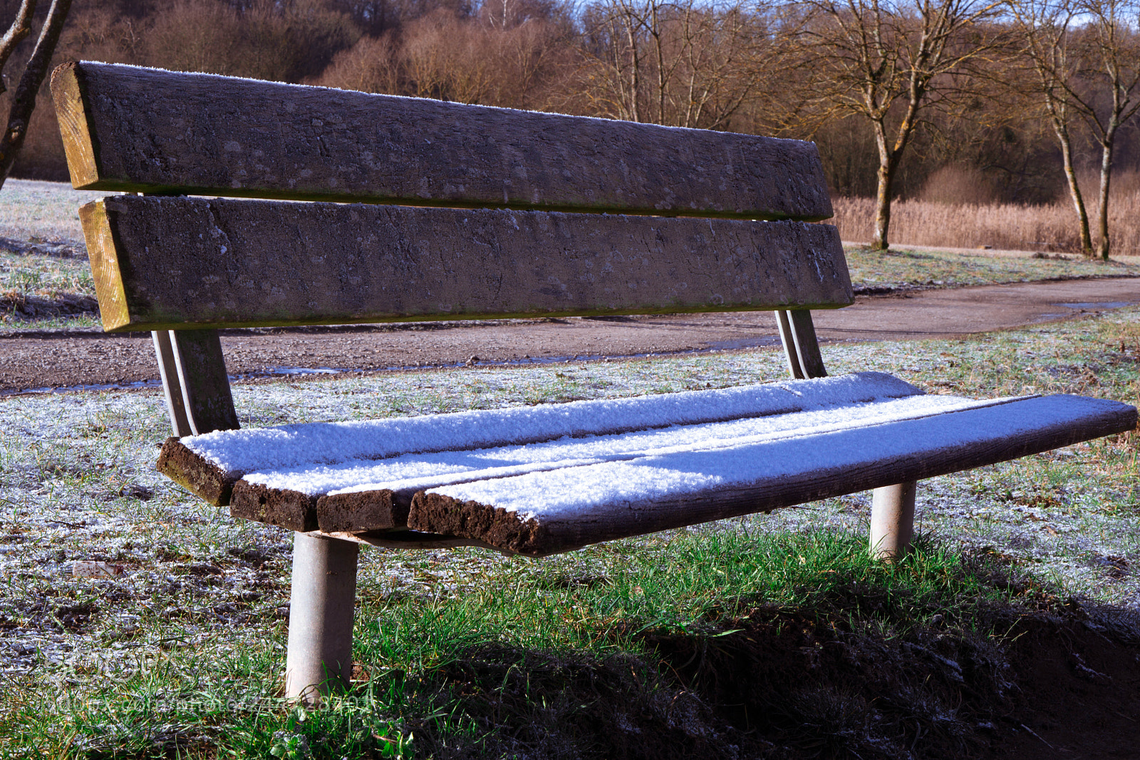 Sony a6000 sample photo. Winter bench photography