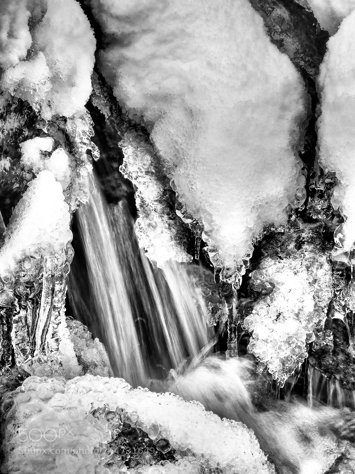 Olympus PEN-F sample photo. Ice and water photography