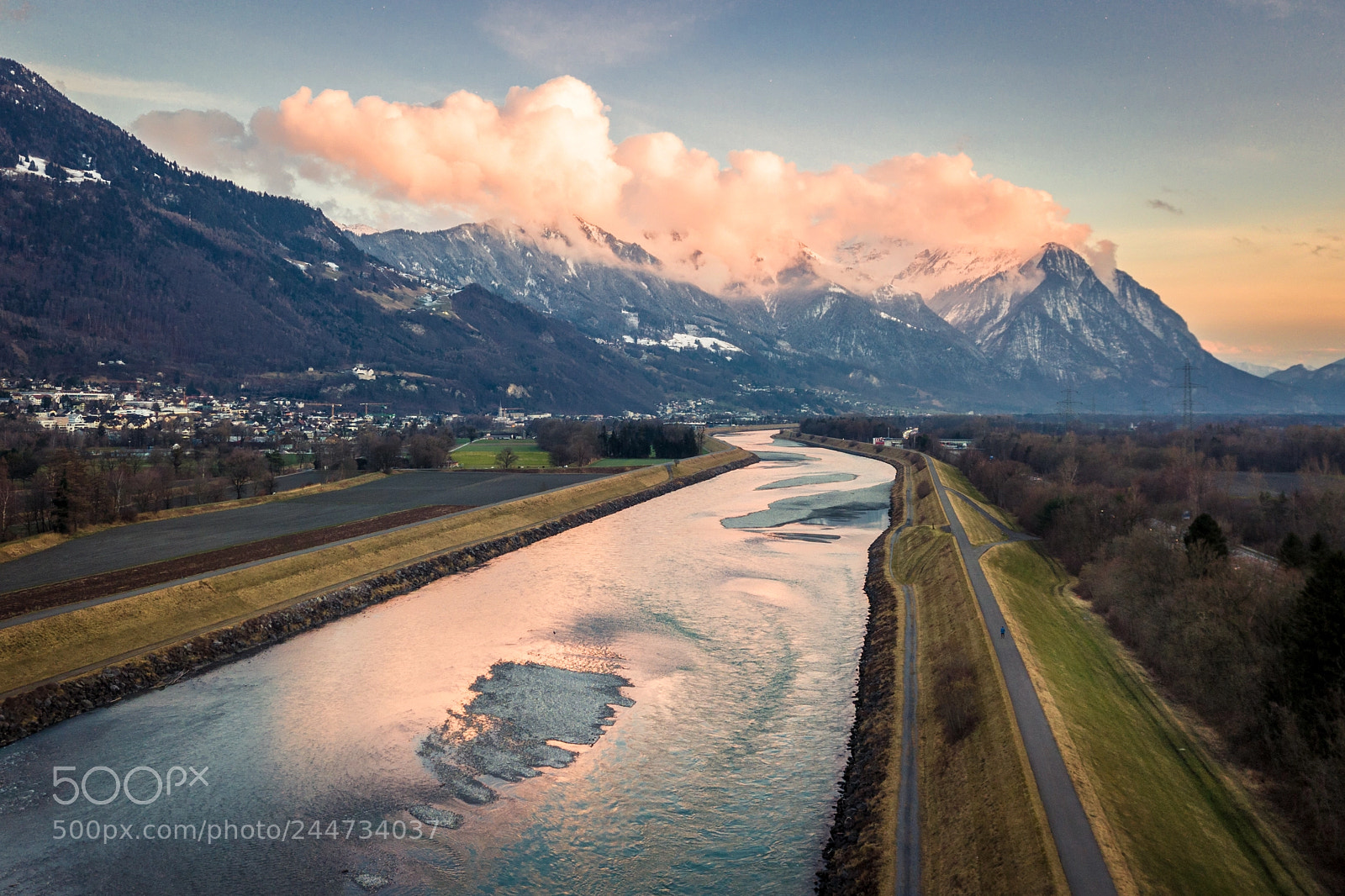 DJI FC220 sample photo. Sunset on the rhine photography