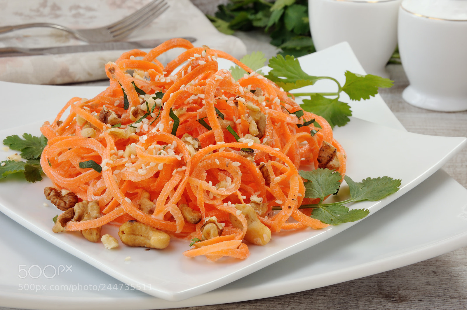 Nikon D90 sample photo. Carrot ribbon salad photography