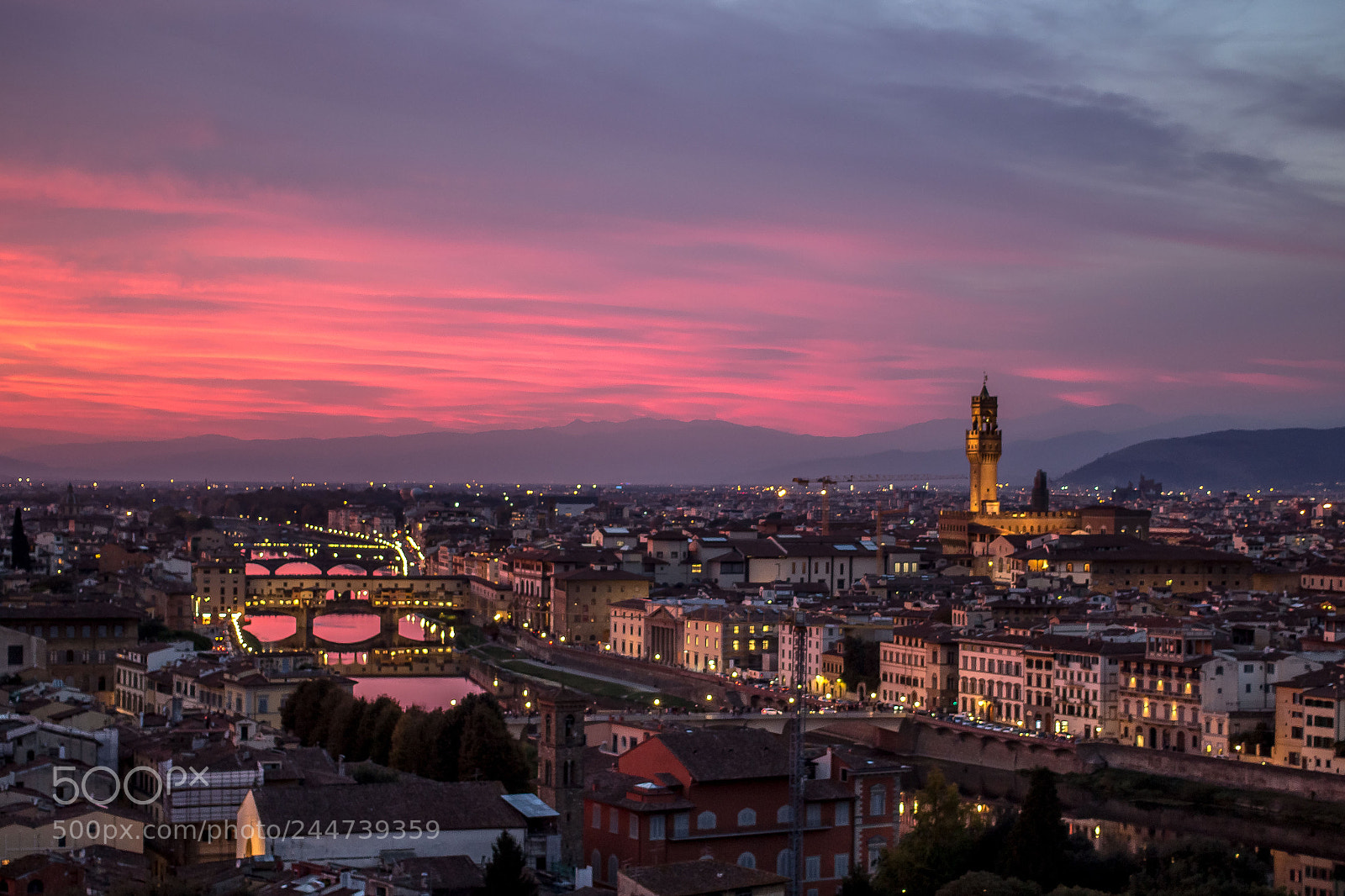 Canon EOS 100D (EOS Rebel SL1 / EOS Kiss X7) sample photo. Magic sunset over florence photography