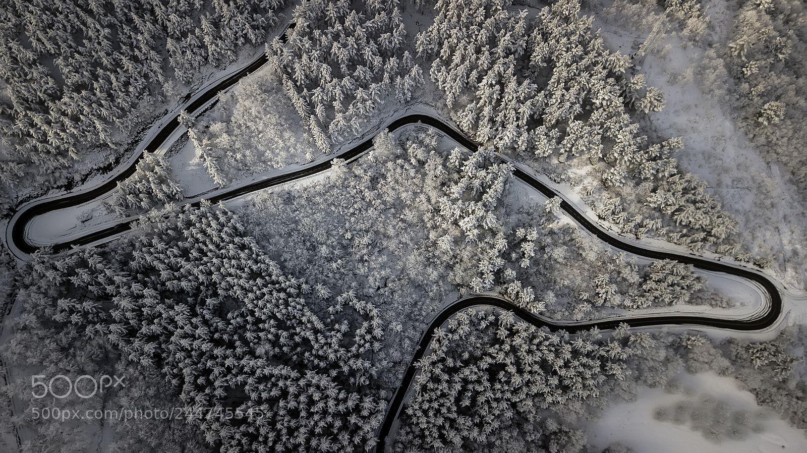 DJI FC220 sample photo. Icy road photography