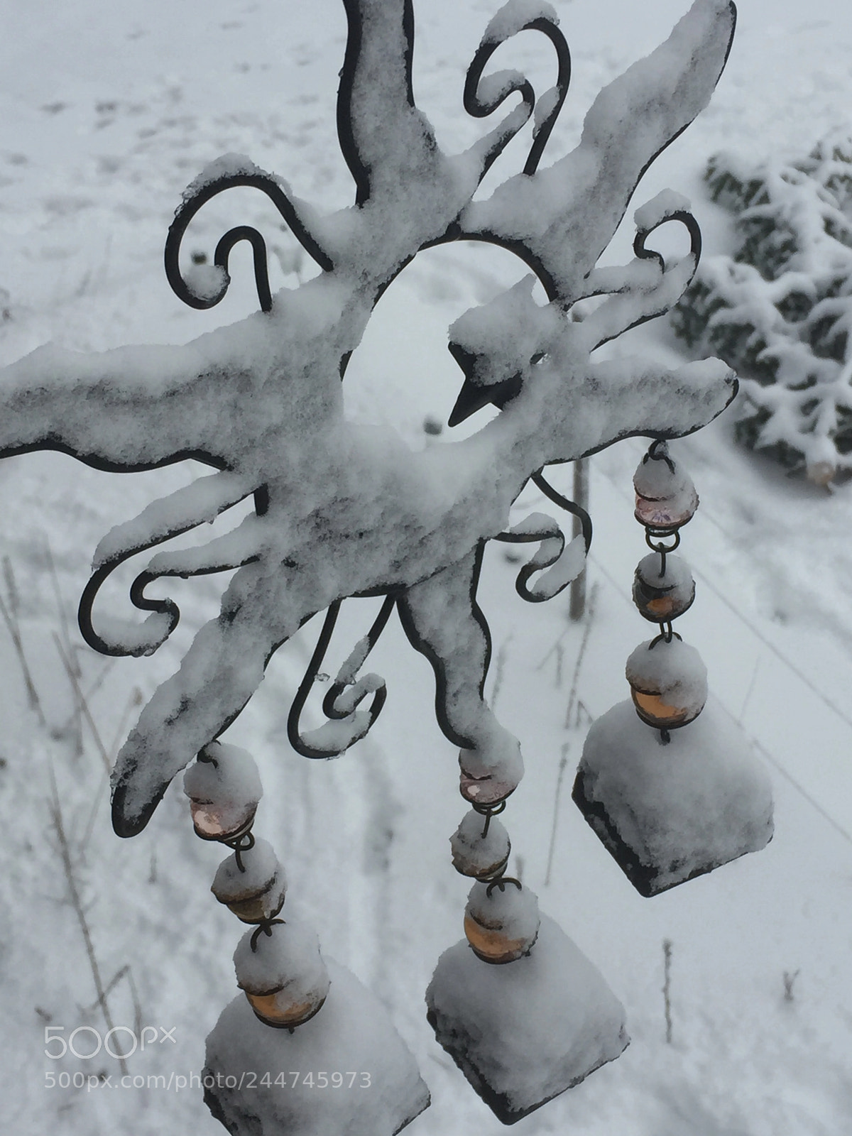 Apple iPhone 6 sample photo. Snow covered windchime photography