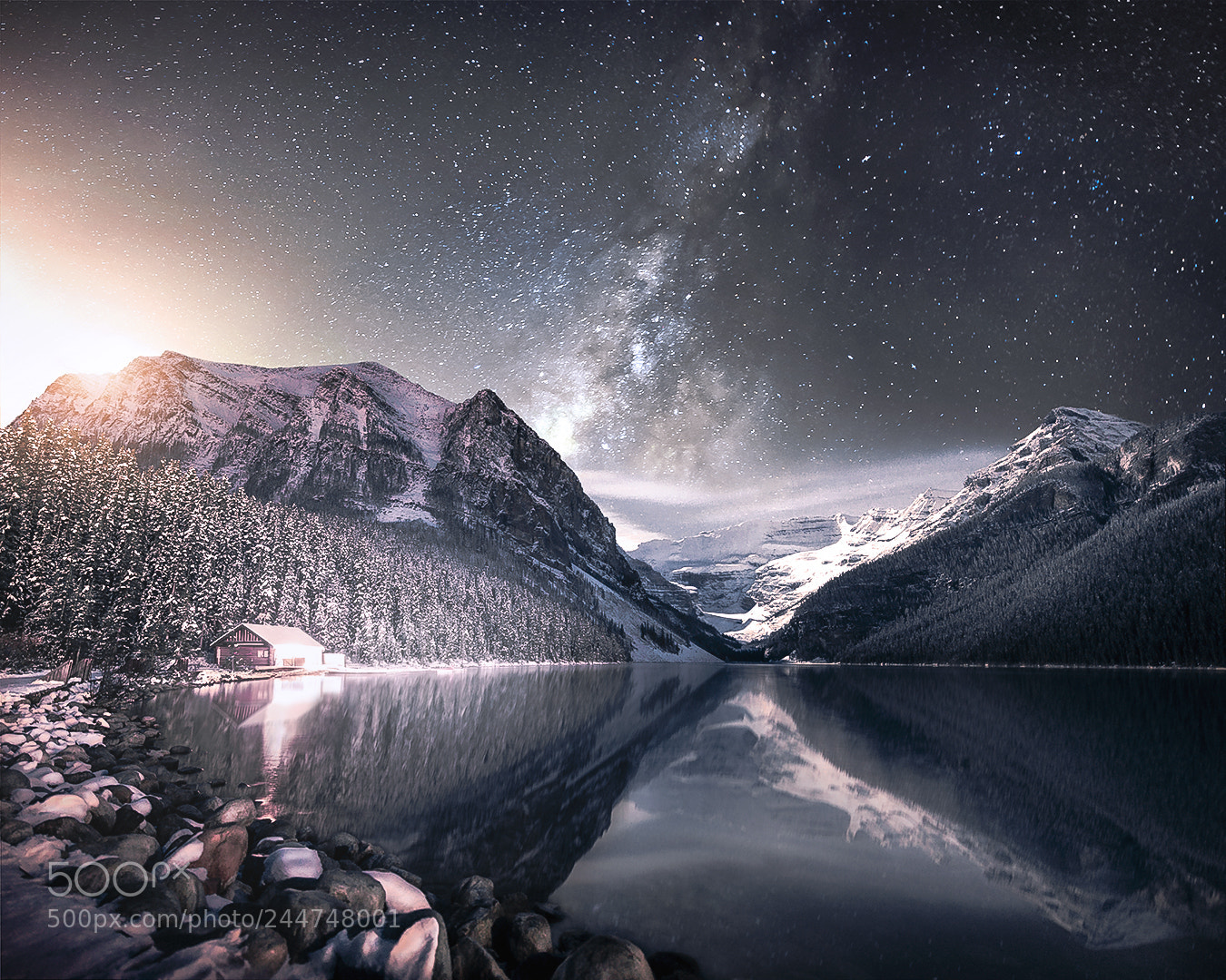 Nikon D800 sample photo. Lake louise at night photography