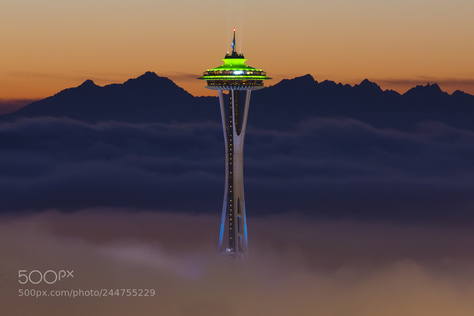 Canon EOS 7D Mark II sample photo. Foggy space needle sunset photography