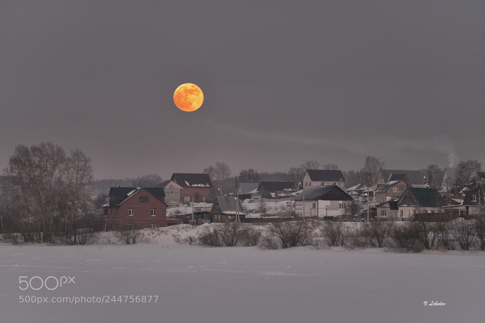Nikon D600 sample photo. Moon above the village photography