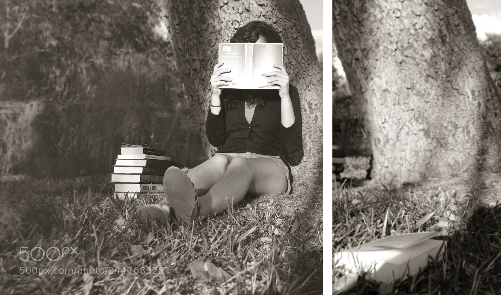 Nikon D3000 sample photo. Girl reads outside photography