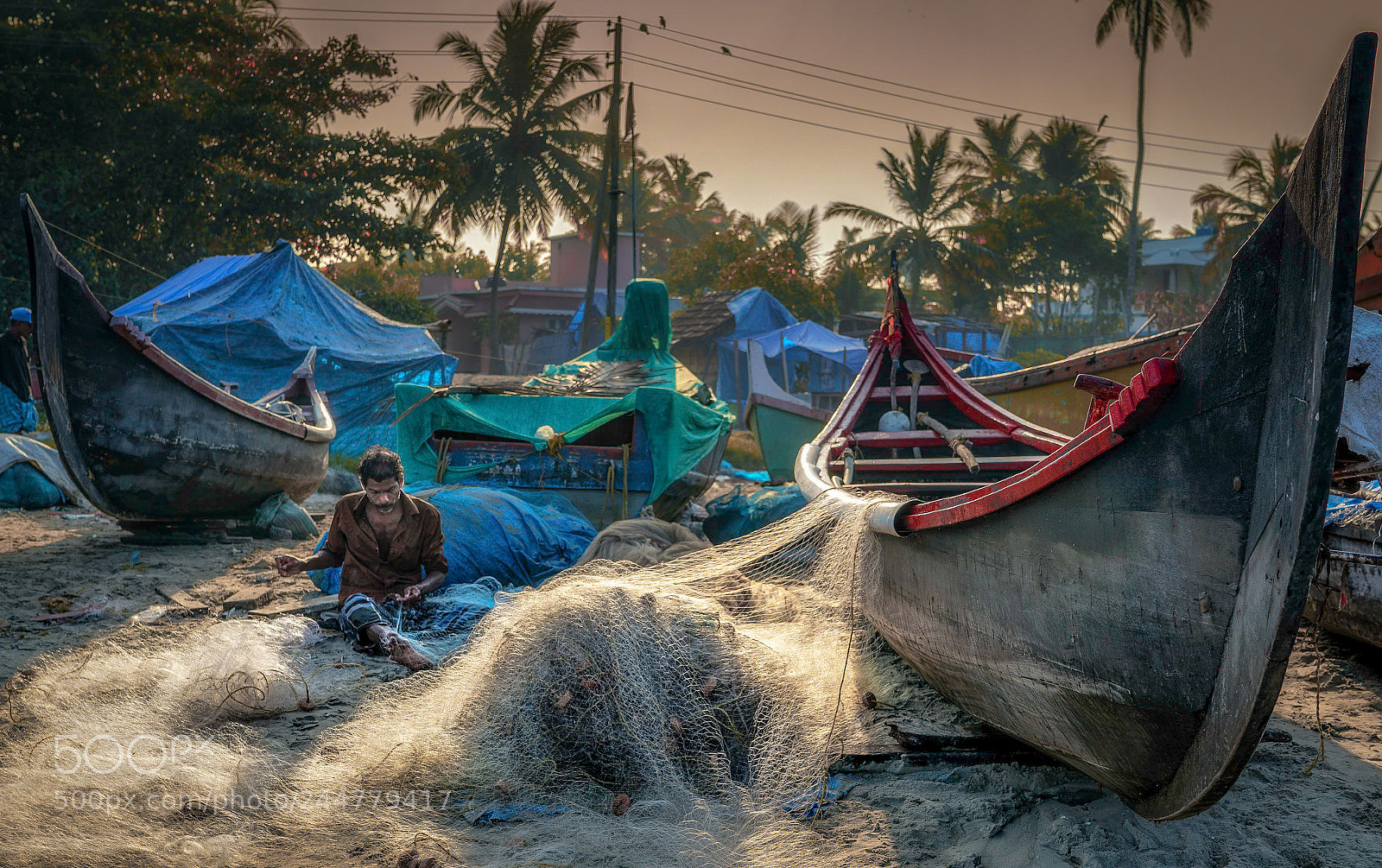 Sony a7R II sample photo. Mending his nets photography