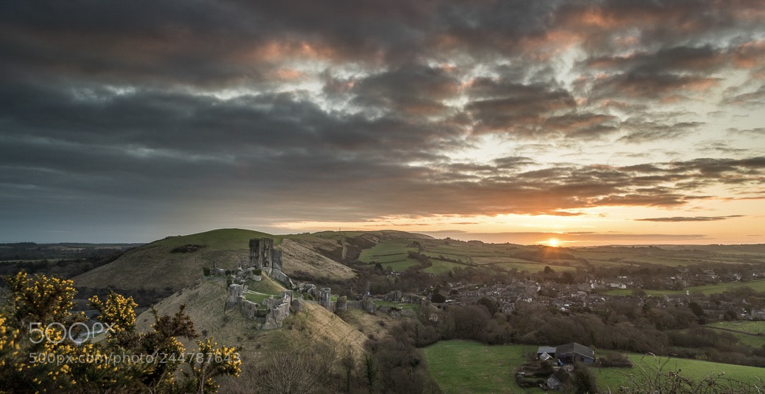 Nikon D850 sample photo. Corfe castle sunrise photography