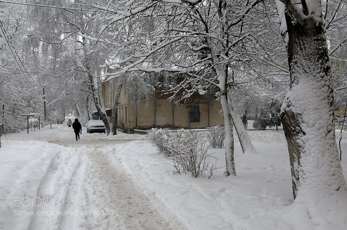Pentax K-7 sample photo. Snow on street. photography