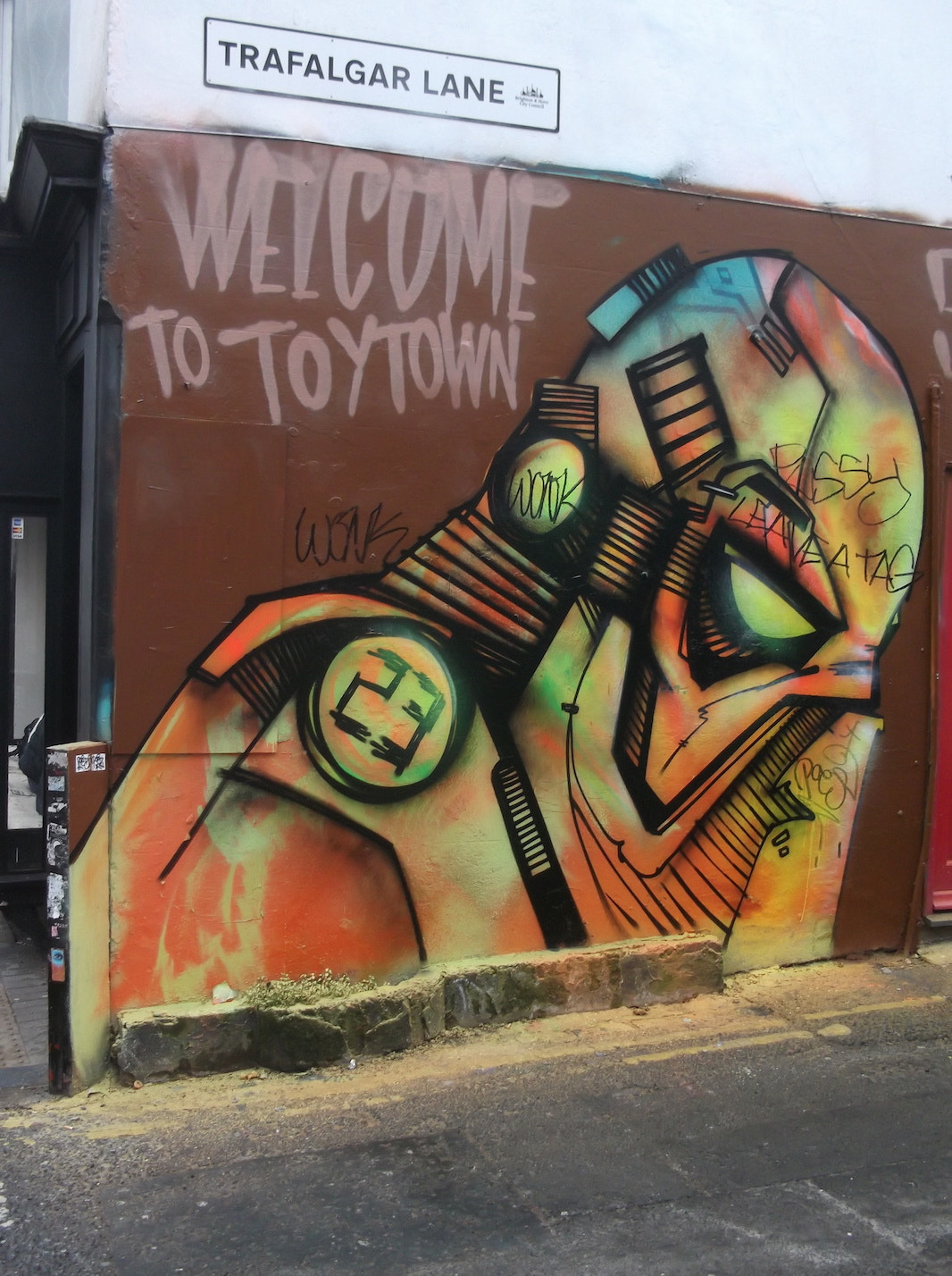 Fujifilm FinePix JV250 sample photo. "welcome to toytown" (graffiti trafalgar lane brighton) photography