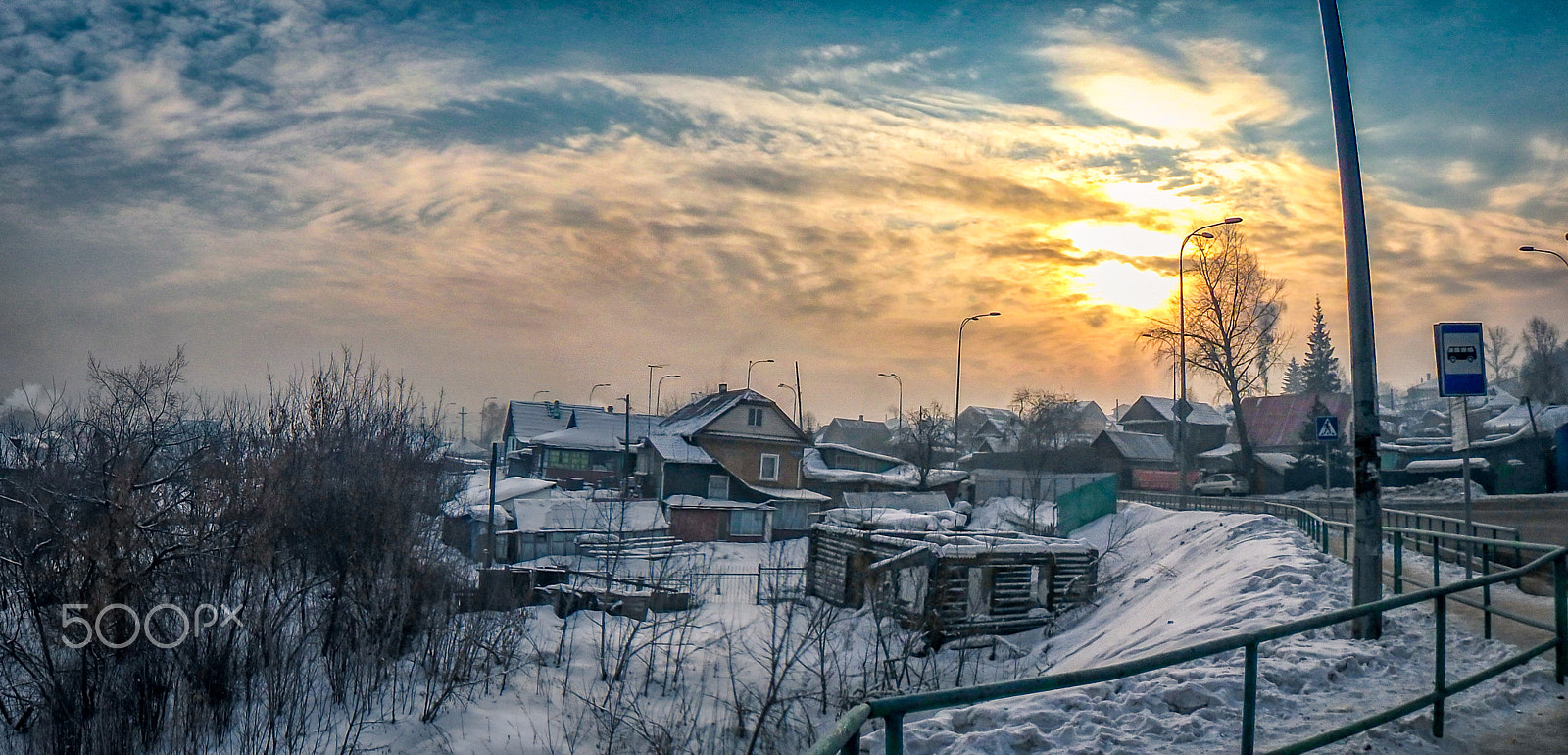 Olympus TG-860 sample photo. Winter dawn in the village photography