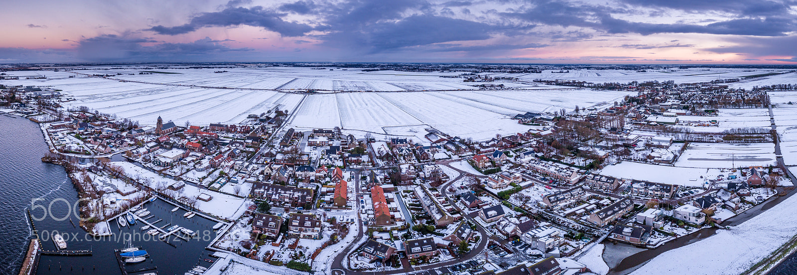 DJI FC220 sample photo. Snow village photography