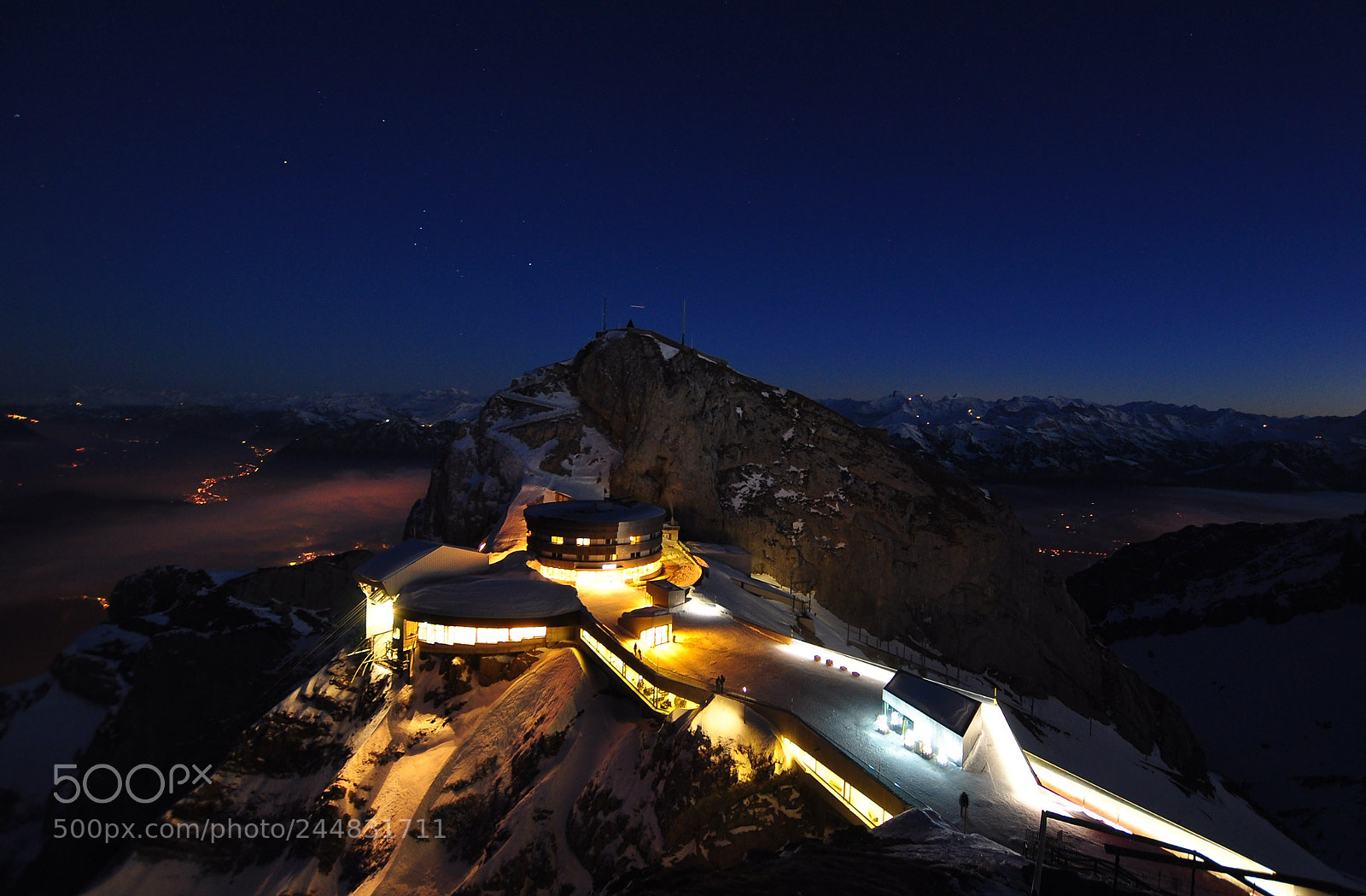 Nikon D90 sample photo. Pilatus by night photography