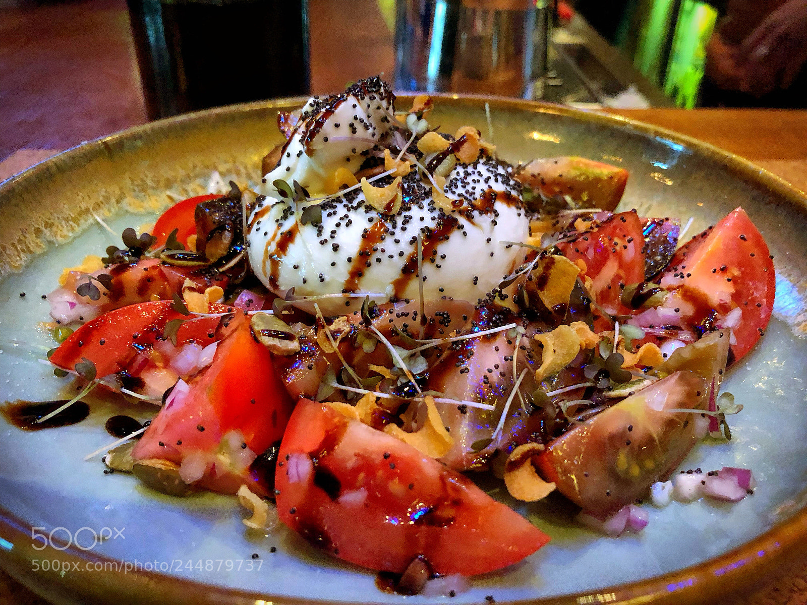 Apple iPhone 8 Plus sample photo. Heirloom tomatoes with burrata photography