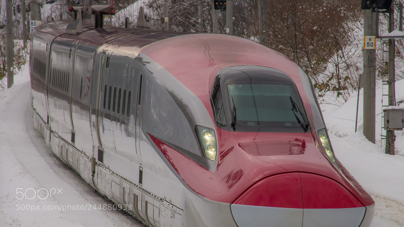 Olympus OM-D E-M5 sample photo. Shinkansen in the snow photography