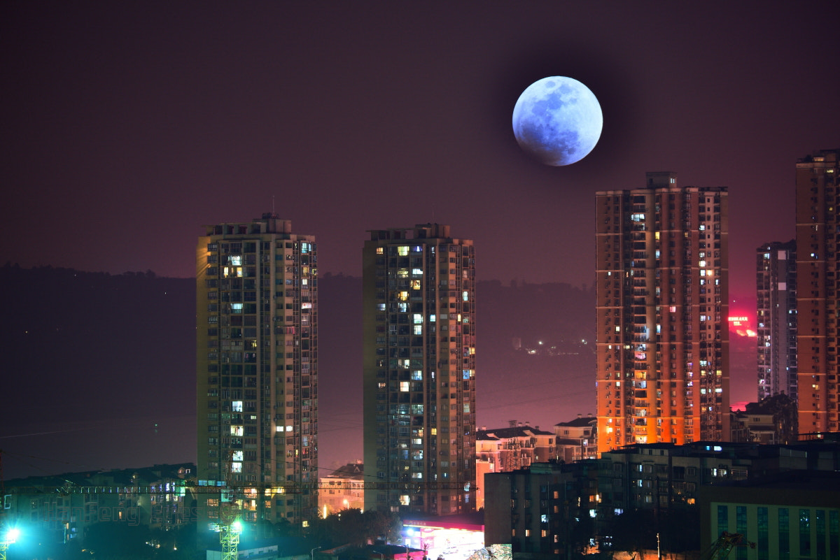 Nikon D810 sample photo. 超级蓝月亮 photography