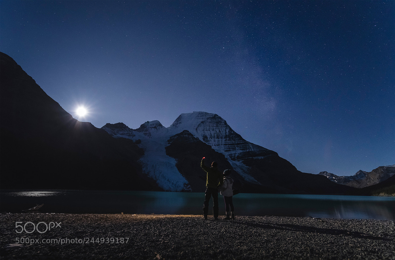 Pentax K-1 sample photo. Moonrise over mount. robson photography