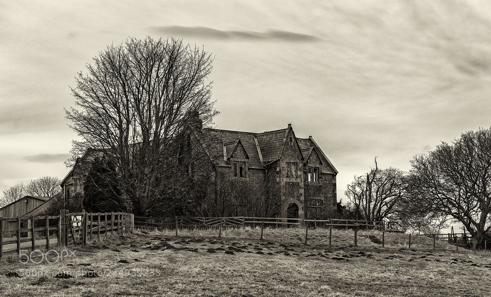 Nikon D800E sample photo. Deserted farmhouse in sepia photography
