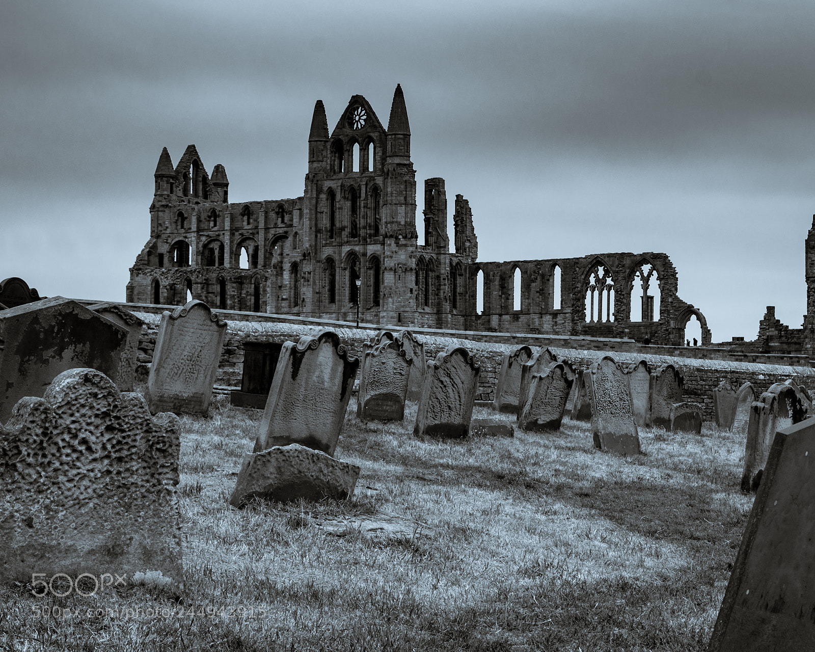 Pentax K-30 sample photo. Whitby abbey from churchyard photography
