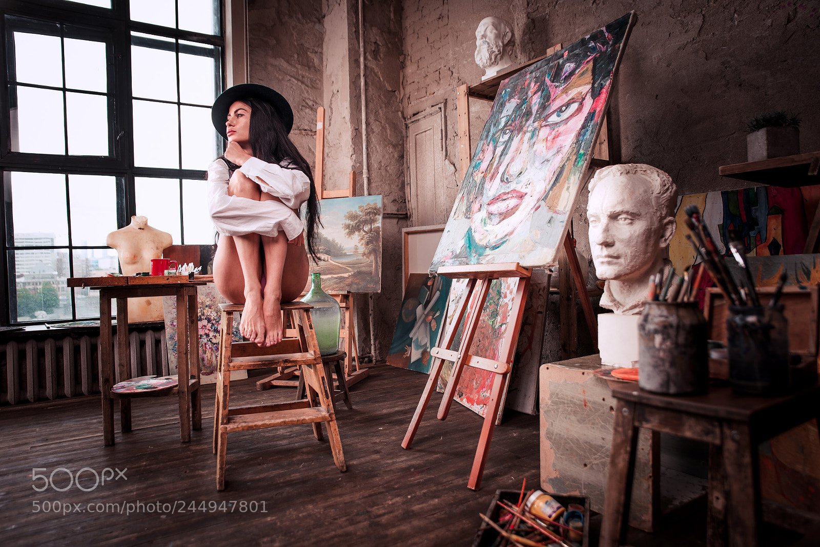 Nikon D610 sample photo. Young woman painter in photography