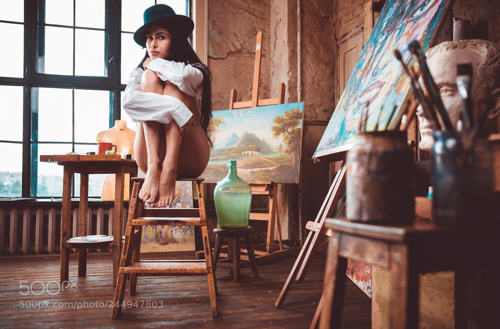 Nikon D610 sample photo. Young woman painter in photography