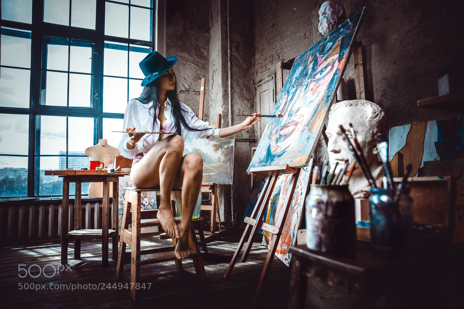 Nikon D610 sample photo. Young woman painter in photography